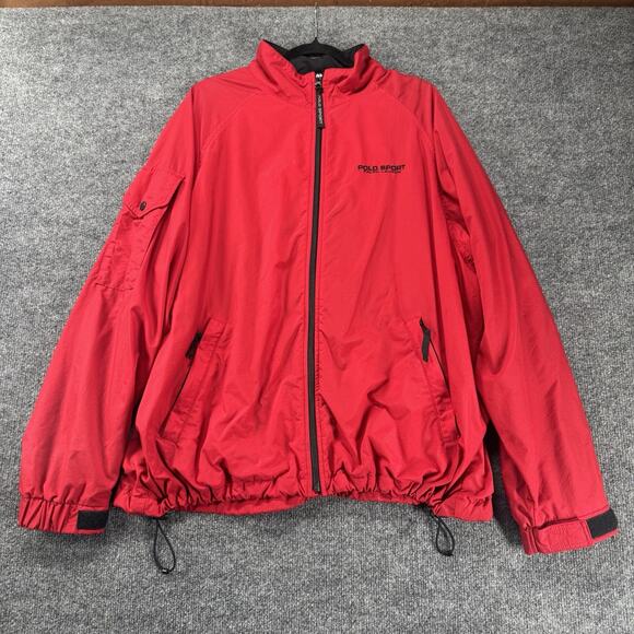 Vintage Y2K Polo Sport Ralph Lauren Windbreaker Men Large Full Zip Multi Pocket - Picture 1 of 13